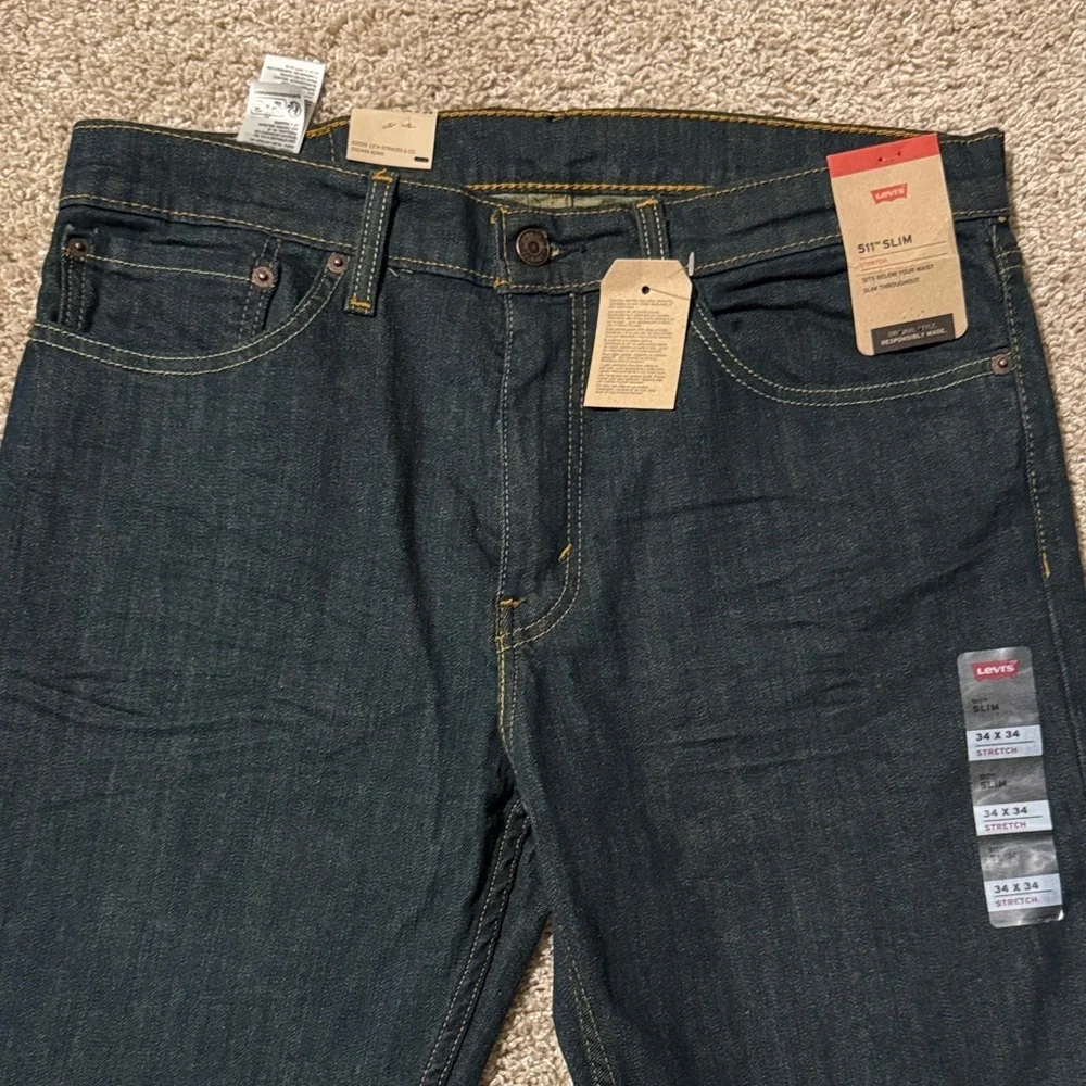 New 511 Slim Levi's Men's Dark Indigo Straight Jeans 34 x 34